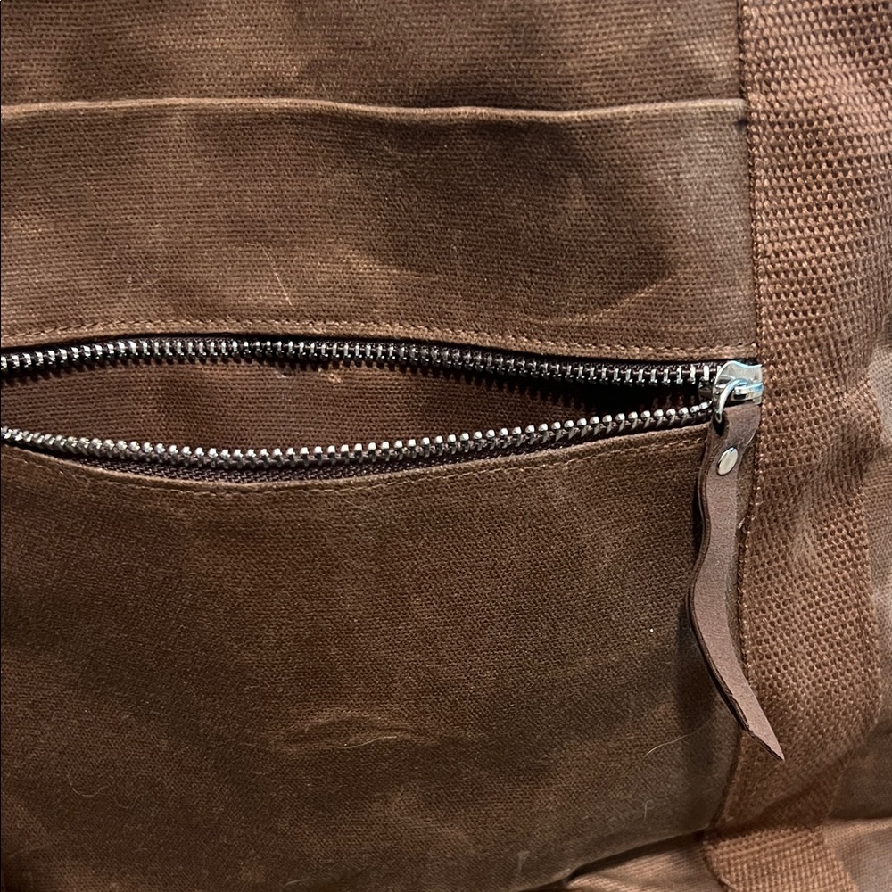 Brown Canvas Distressed Yoga Mat Duffle bag with Laptop Sleeve - Picture 5 of 8